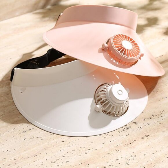 Sun Visor Hat with Fan Adjustable Elastic PVC Large Sun Protection Unisex - Picture 6 of 7